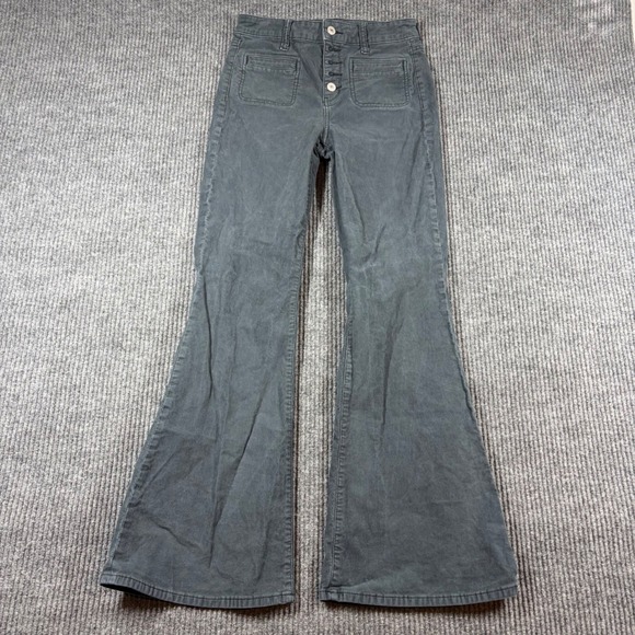 American Eagle Outfitters Denim - American Eagle Outfitters Pants Women's 2  Gray Corduroy Flare Regular Stretch